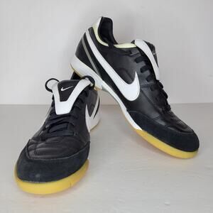 NIKE 2010 Tiempo Mystic II IC Black Leather Indoor Soccer Shoes Men's sz 11.5